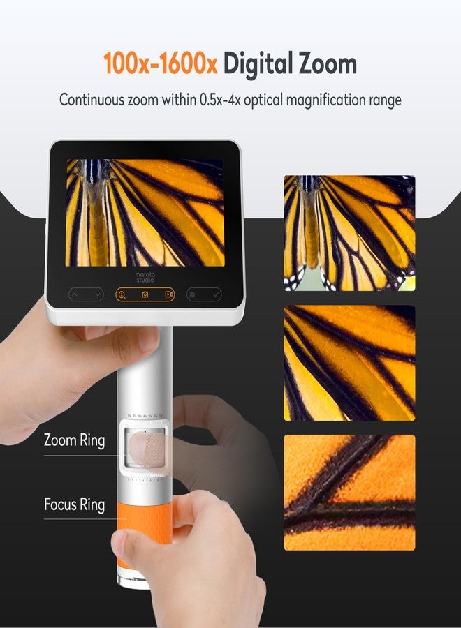 matatastudio MX2-A Handheld Microscope for Kids, Portable Digital Microscope 100-1600X with 4.3-inch 1080P LCD Screen, MatataStudio Wireless USB Educational Microscopes for Kids & Adults - Image 3
